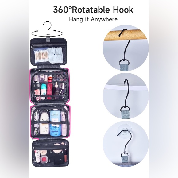 New Large Travel Essentials Organizer, Makeup Case with Hanging Hook for… - Picture 9 of 10